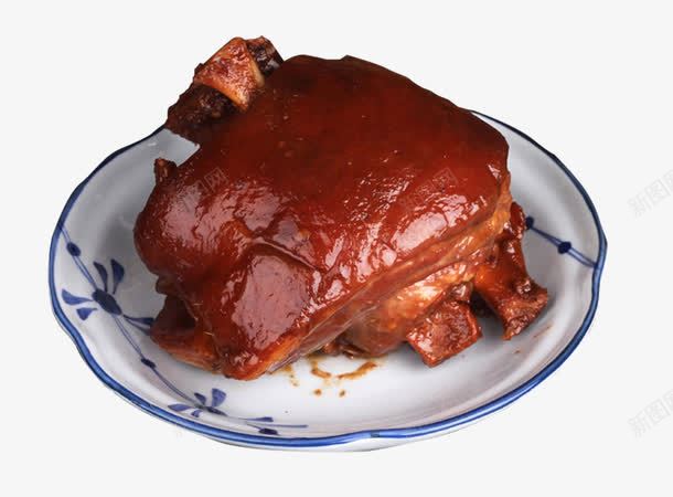 实物东坡肘子png免抠素材_新图网 https://ixintu.com 东坡肘子 小块肘子 熟食 猪肉类 猪肘子 酱香口味 青花瓷盘子
