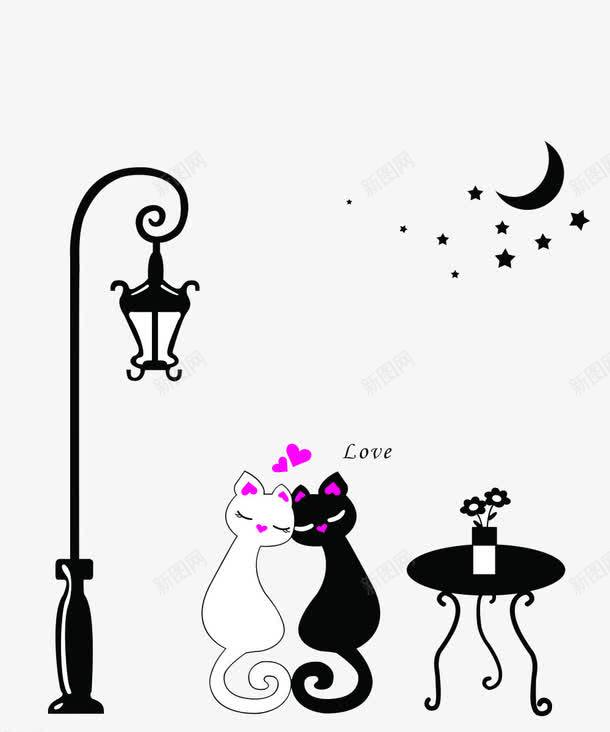 卡通猫咪墙绘png免抠素材_新图网 https://ixintu.com 卡通 唯美 墙绘图案 夜灯 小清新墙绘 情侣 爱情 猫咪