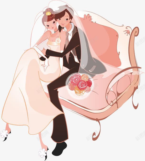 拍婚纱照的新郎新娘png免抠素材_新图网 https://ixintu.com 婚姻 婚礼 婚纱照 恩爱 甜蜜