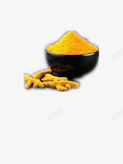一碗姜黄png免抠素材_新图网 https://ixintu.com 产品实物 姜黄 姜黄色 调味 黄色