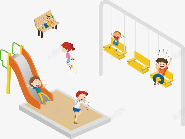 卡通游乐园矢量图ai免抠素材_新图网 https://ixintu.com PNG图 PNG图下载 创意卡通 卡通 卡通插图 幼儿园 插图 游乐园 滑梯 矢量图