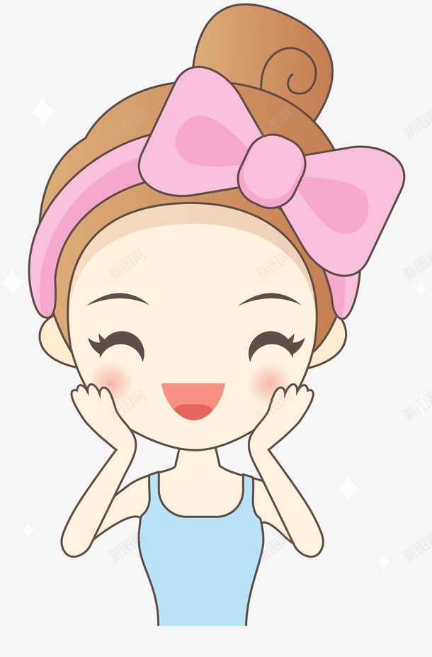 美丽微笑女孩png免抠素材_新图网 https://ixintu.com 可爱女孩 喜悦女生 图案 美丽女生 美容 花枝 蝴蝶结 装饰图案