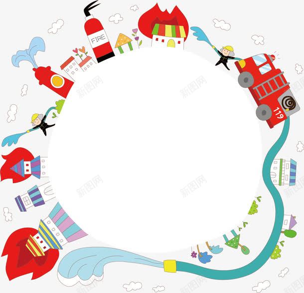 消防车png免抠素材_新图网 https://ixintu.com 卡通 手绘 消防车