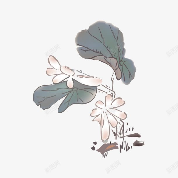 水彩荷叶png免抠素材_新图网 https://ixintu.com 中国风 卡通手绘 古风 叶子 水彩荷叶 荷花 莲叶