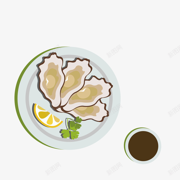 卡通的生蚝大餐图矢量图ai免抠素材_新图网 https://ixintu.com 卡通的 大餐 好吃的 手绘的 生蚝 美食 酱料 矢量图