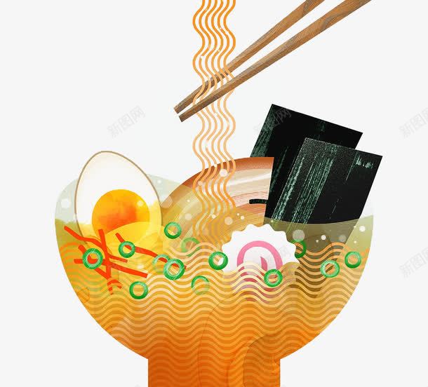 手绘面条插画png免抠素材_新图网 https://ixintu.com 创意 插画手绘 海带 海报设计 盘子 碗碟 筷子 蛋白 蛋黄 面条 餐具 餐饮 餐饮插画 香肠 鸡蛋