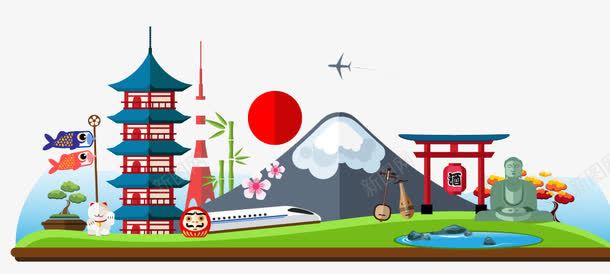 旅游元素png免抠素材_新图网 https://ixintu.com 旅游 旅行 日本建筑