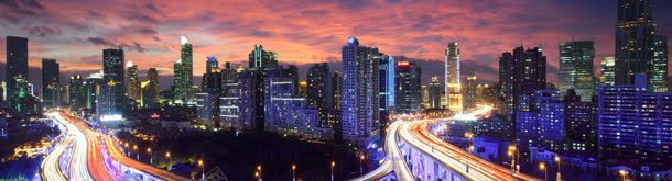 公路夜景banner创意jpg设计背景_新图网 https://ixintu.com 城市 宣传 建筑群 房子 湖海 街道 高速公路夜景