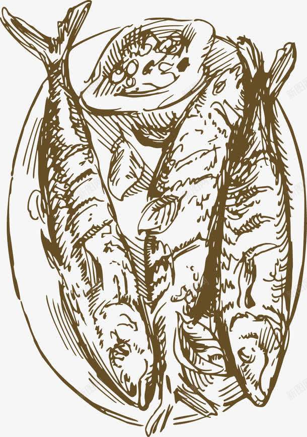 鱼png免抠素材_新图网 https://ixintu.com 手绘画 手绘食物 插画 素描 线稿 速写