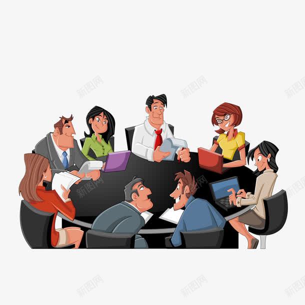卡通手绘多人会议png免抠素材_新图网 https://ixintu.com 交头接耳 商讨 圆桌会议 多人讨论 流言蜚语 窃窃私语 高层会议