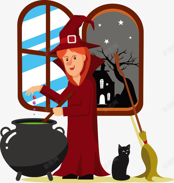 制造毒药的女巫矢量图ai免抠素材_新图网 https://ixintu.com 万圣节 万圣节女巫 女巫 女巫药水 毒药 矢量png 矢量图