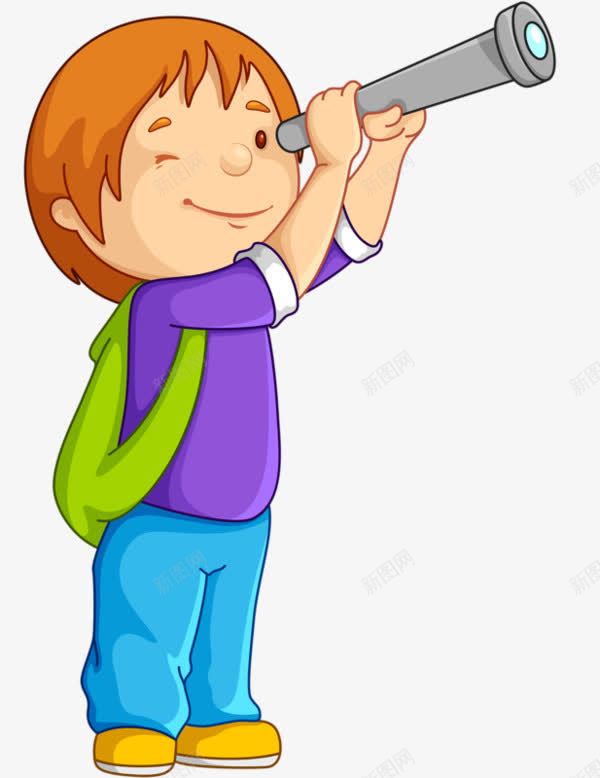 卡通看望远镜小男孩png免抠素材_新图网 https://ixintu.com 人物望远镜 偷窥 卡通手绘 天文爱好者 小男孩 看望远镜