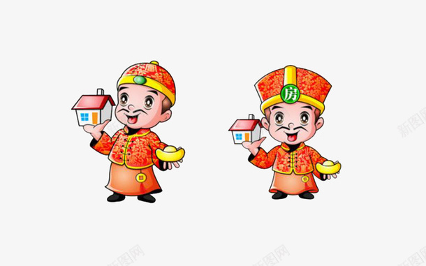 红色拿着房子的房掌柜psd免抠素材_新图网 https://ixintu.com 卡通 卡通人物 卡通掌柜 唐装 微笑 戴帽子 房子 打着算盘的掌柜 掌柜 掌柜的 甩手掌柜 金元宝