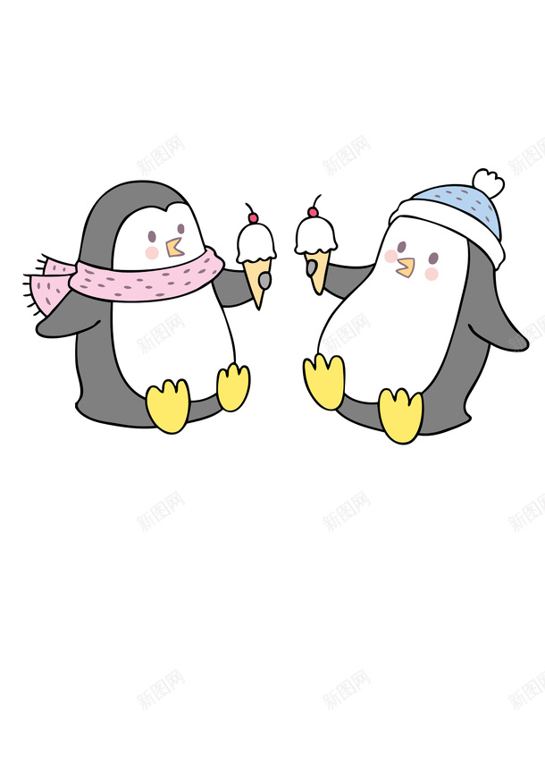 手绘企鹅情侣psd免抠素材_新图网 https://ixintu.com 企鹅 卡通 情侣 手绘 手绘企鹅情侣