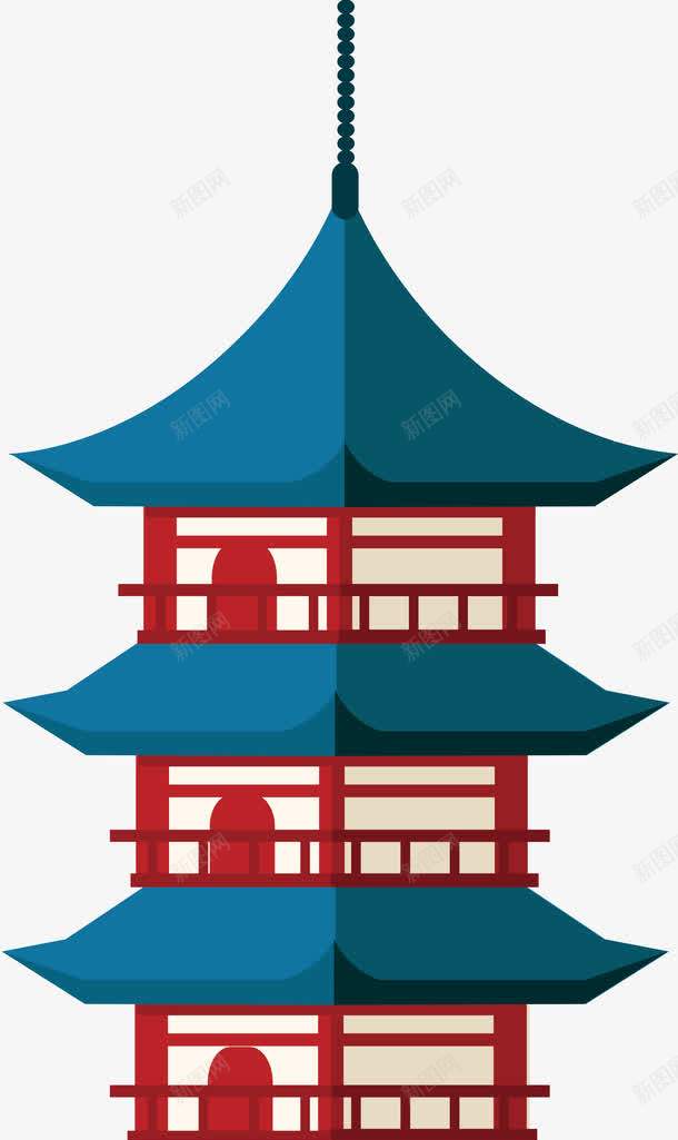 扁平和风日式建筑装饰png免抠素材_新图网 https://ixintu.com 和风 建筑 扁平 旅行 日式