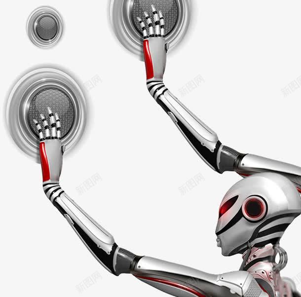 智能机械人类png免抠素材_新图网 https://ixintu.com 人工智能 控制 机械手臂 触碰