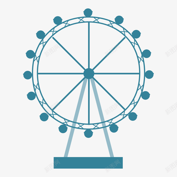 蓝色的摩天轮模型矢量图ai免抠素材_新图网 https://ixintu.com 摩天轮 模型 游乐设施 蓝色 设施 设施模型 矢量图