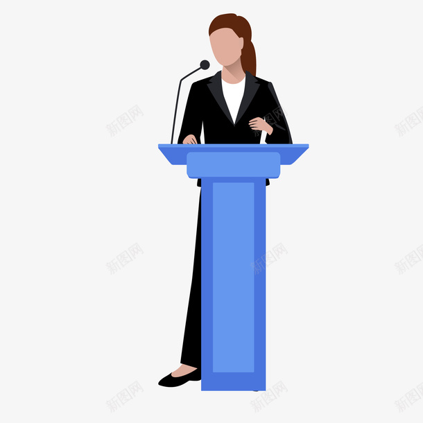 演讲台上的女性人物矢量图ai免抠素材_新图网 https://ixintu.com 人物设计 卡通 商务人士 女性人物 演讲 讲台上 矢量图