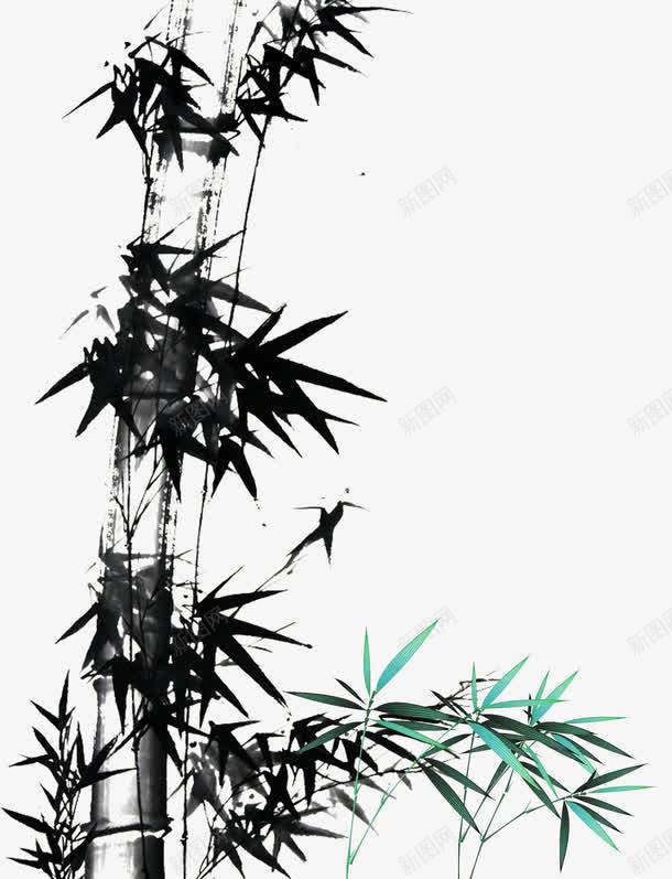 中国风水墨竹子png免抠素材_新图网 https://ixintu.com 中国风 墨竹图案 墨绿色 水墨 竹子 简笔山水画
