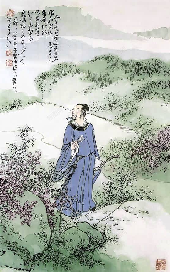 九月九日忆山东兄弟png免抠素材_新图网 https://ixintu.com 中国画 古典 国画 图书插图 美术插图 艺术诗词 诗情画意 诗词插图