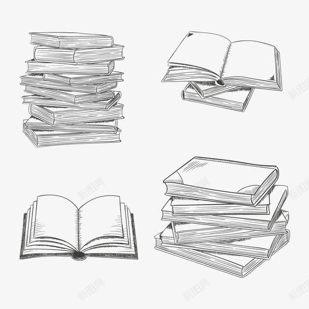 铅笔画手绘书本矢量图ai免抠素材_新图网 https://ixintu.com 书本 书翻页 手绘 铅笔 矢量图