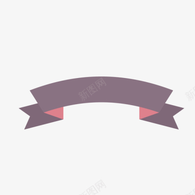 手绘紫色丝带条幅图标图标