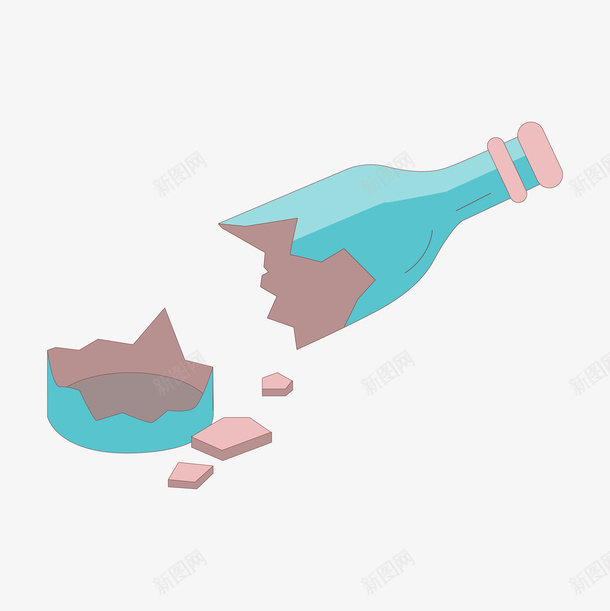 手绘卡通破碎酒瓶png免抠素材_新图网 https://ixintu.com 全部开裂 玻璃酒瓶 破碎 破碎的酒瓶 破碎酒瓶 碎裂 碎裂的酒瓶 碎酒瓶 裂开纹理 震碎 震裂