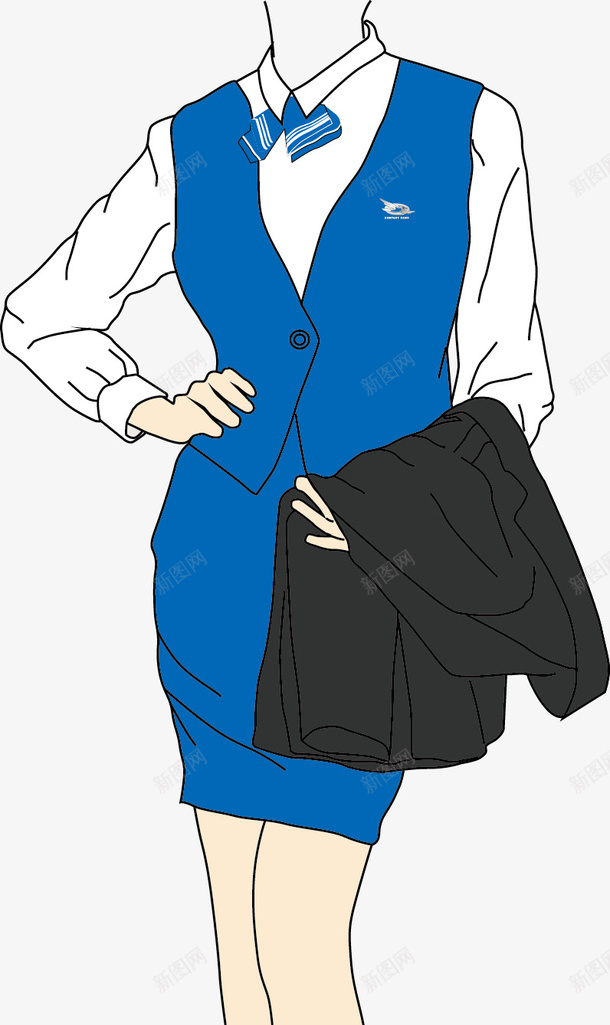 空姐服装矢量图ai免抠素材_新图网 https://ixintu.com 上衣 售卖人员服装 商务女装 套装 女装 工作服 服务人员服装 服装 职业服装 职业装 职员服装 衣服 矢量图