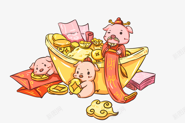 金元宝财神猪卡通形象psd免抠素材_新图网 https://ixintu.com 2019 2019猪年 元宝 卡通猪 招财进宝 猪年 猪年2019 福气猪 财神 财神爷 财神猪 金猪贺岁