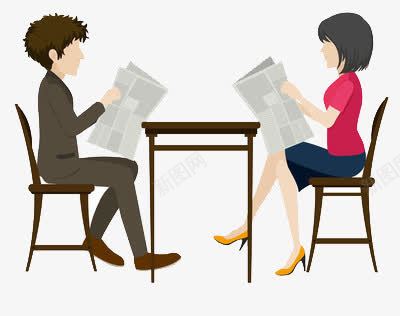 正在看早报的男女png免抠素材_新图网 https://ixintu.com 报纸 新闻 获取
