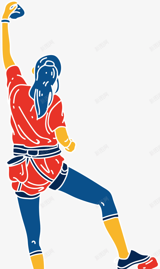 红色水彩攀岩女孩png免抠素材_新图网 https://ixintu.com 健康 强身健体 攀岩女孩 攀登 水彩女生 运动健身 锻炼