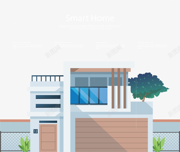 郊外别墅智能家居矢量图ai免抠素材_新图网 https://ixintu.com 别墅 别墅模型 智能家居 洋楼 物联网 矢量png 矢量图