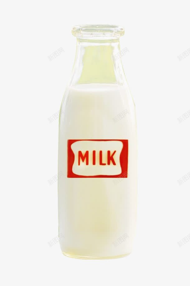 鲜牛奶玻璃瓶png免抠素材_新图网 https://ixintu.com MILK字样 玻璃瓶装 纯牛奶 营养牛奶