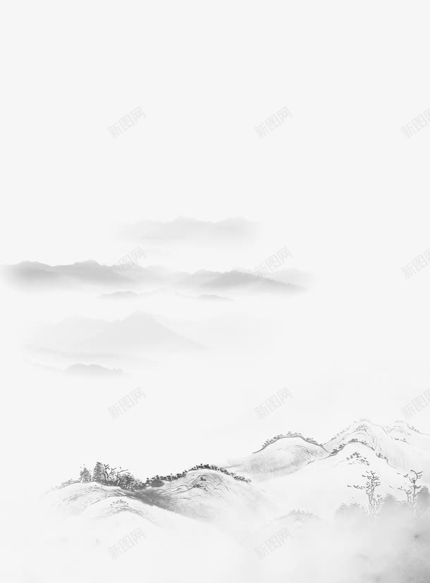 墨色远山png免抠素材_新图网 https://ixintu.com 古风 墨色远山 山