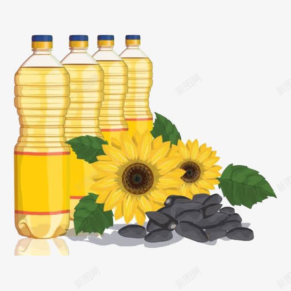 太阳花与油png免抠素材_新图网 https://ixintu.com 压榨油 太阳花 油 葵花籽 食品
