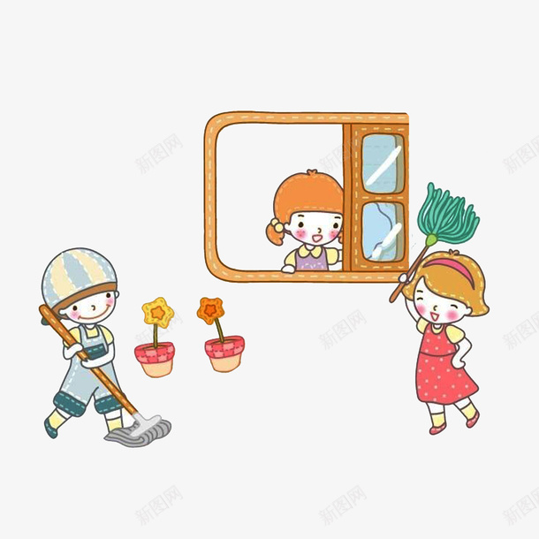 擦玻璃拖地清扫灰尘psd免抠素材_新图网 https://ixintu.com 孩子做家务 拖地 擦玻璃 清扫灰尘 认真勤劳