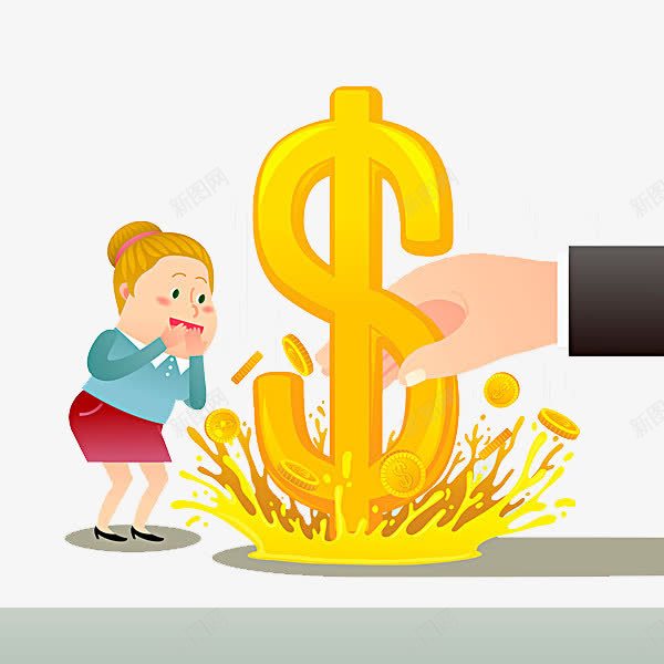 理财方案png免抠素材_新图网 https://ixintu.com 卡通人物数钱 卡通手绘 可爱画风 美元 装饰 金币 金融理财