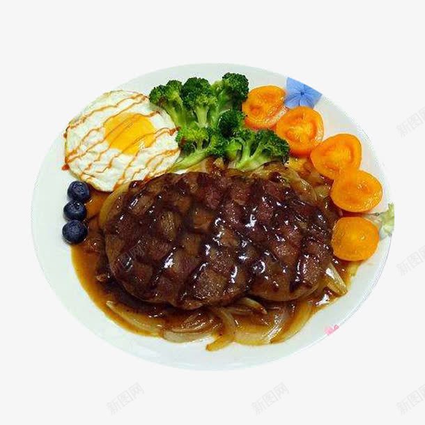 黑椒牛扒美味png免抠素材_新图网 https://ixintu.com 摆盘 牛肉 番茄 美味 蓝莓 西兰花 酱汁 鸡蛋 黑椒牛扒