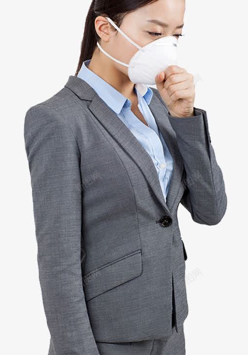 带防雾霾口罩的白领png免抠素材_新图网 https://ixintu.com 卡通 咳嗽 白领 空气污染 职场