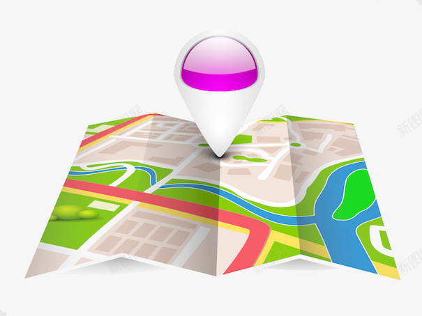 导航地标png免抠素材_新图网 https://ixintu.com 位置 卡通地图 地图指标 地标 实时路况 折叠 路况指示