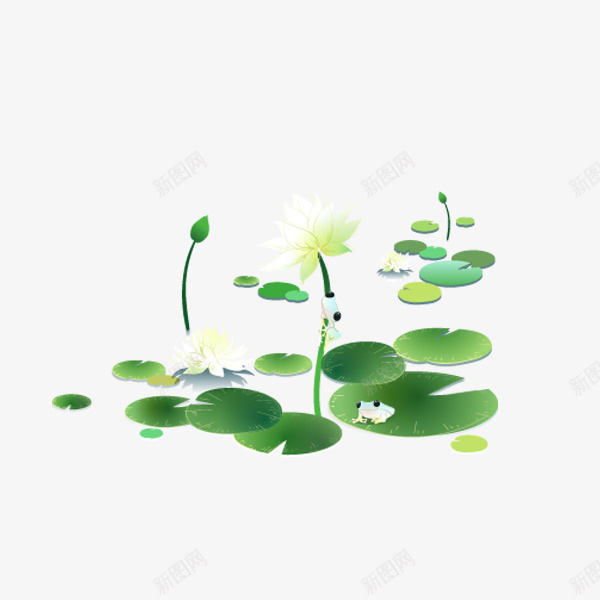手绘卡通荷花荷叶png免抠素材_新图网 https://ixintu.com 半开荷花 手绘卡通 水 水墨 水墨玉兰花 红色 绿荷叶 荷叶 荷花 荷花苞 鱼