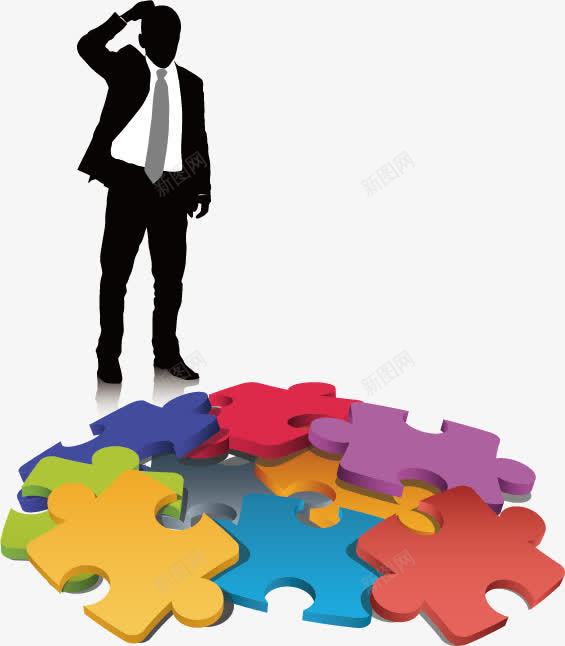 商务人士剪影和拼图矢量图ai免抠素材_新图网 https://ixintu.com 人物剪影 商务人士 思考 拼图 疑惑 矢量图