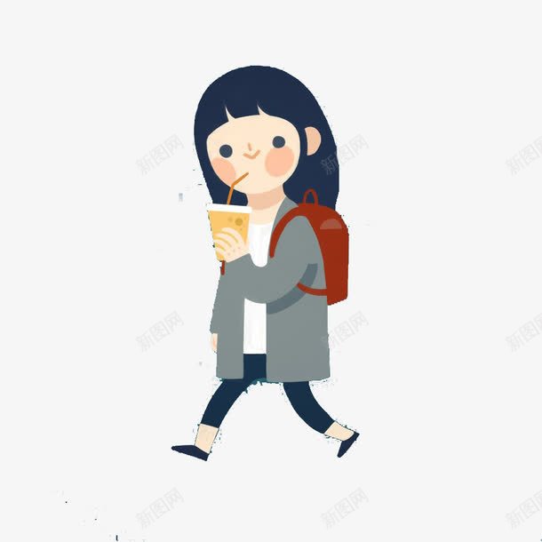 扁平化放学的小女孩png免抠素材_新图网 https://ixintu.com H5页面素材 创意卡通元素 卡通 卡通人物 小女孩 扁平化 扁平素材 电商卡通 网页设计卡通