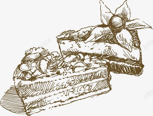 蛋糕png免抠素材_新图网 https://ixintu.com 手绘画 手绘食物 插画 素描 线稿 速写