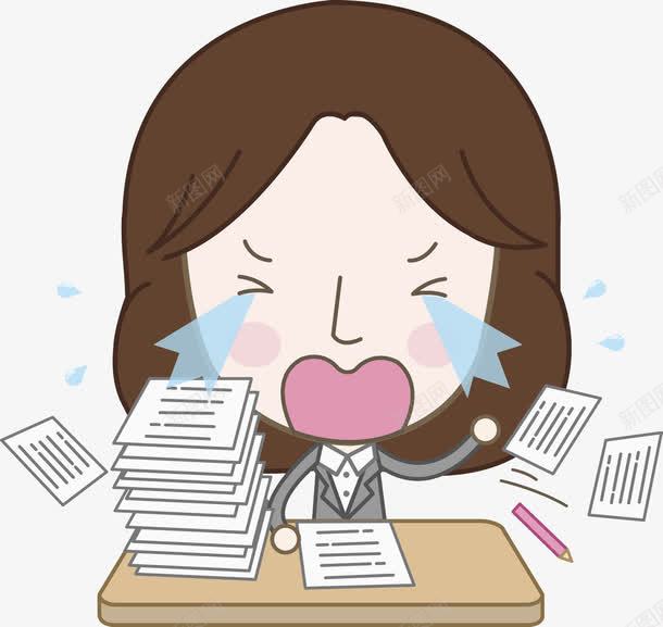 卡通哭啼的女人图png免抠素材_新图网 https://ixintu.com 卡通 压力 哭啼的 大哭的 女人 工作的 白领 繁重的