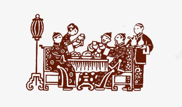 民国风家庭聚餐剪纸png免抠素材_新图网 https://ixintu.com PNG素材 免抠素材 剪纸 团聚 家庭聚餐 年味 新年素材 民国风
