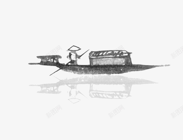 水墨渔船png免抠素材_新图网 https://ixintu.com 古代 水墨 水墨渔船 渔船 艺术 钓鱼船
