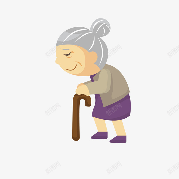 卡通老奶奶人物矢量图ai免抠素材_新图网 https://ixintu.com 人物设计 卡通 拐杖 矢量图 老人家 老奶奶 老婆婆卡通