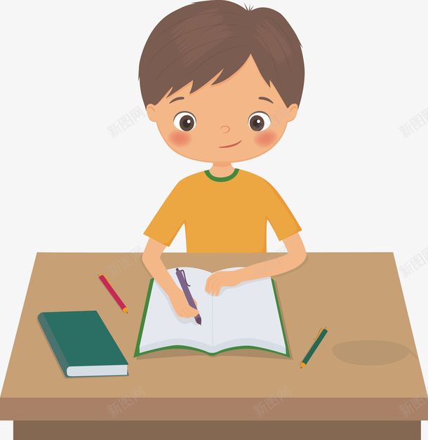 一个正在写作业的男孩矢量图eps免抠素材_新图网 https://ixintu.com 写作业PNG 写作业孩子 男孩 男孩写作业 矢量男孩 矢量图