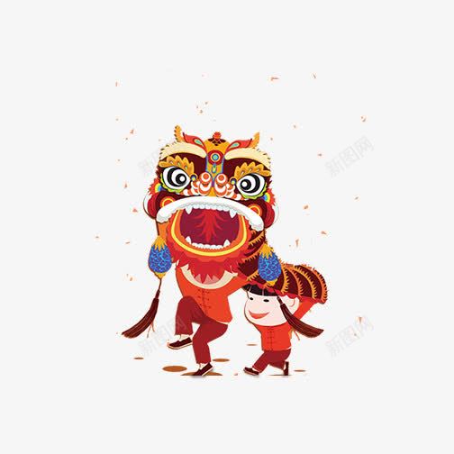 卡通手绘舞狮png免抠素材_新图网 https://ixintu.com 卡通舞狮 喜庆 招亲 舞狮